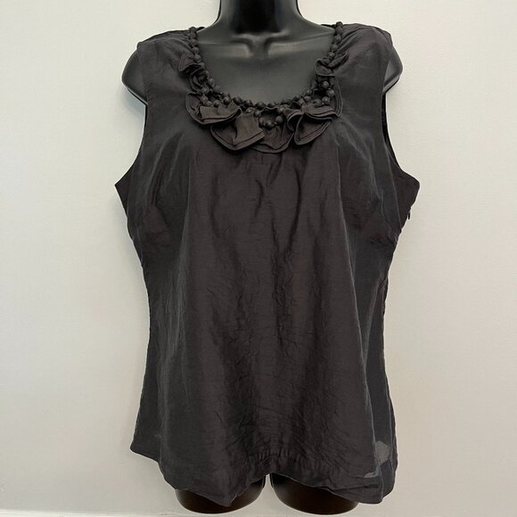 Banana Republic Black Silk Blend Tailored Blouse, Size 14 - Picture 1 of 12
